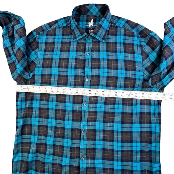 Johnnie-O Featherweight Shirt Men’s Large Blue Plaid Long Sleeve Button Up Surf - Picture 9 of 11